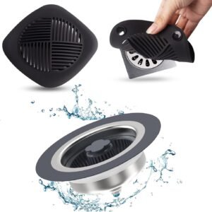 2-Piece Sink Strainer and Stopper Set – 3-in-1 Design